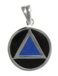 Black and Blue Sterling Silver Enamel AA Pendant